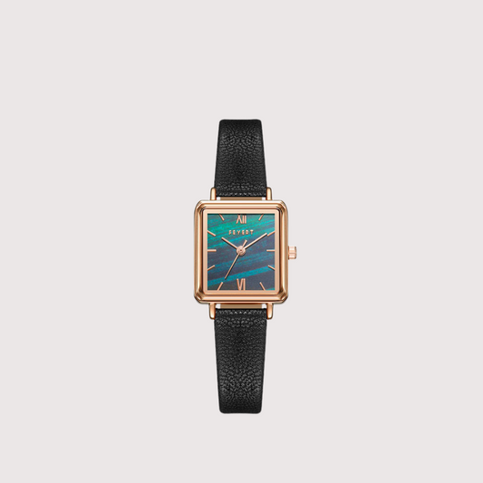 Women's Square Face Watch with Patterned Dial and Textured Strap